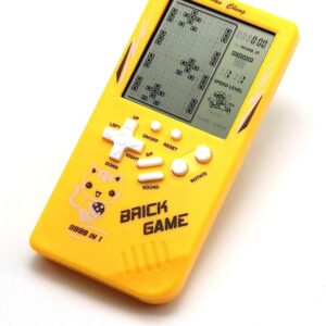 This yellow retro game console is perfect for anyone who loves classic games. It has a built-in library of 9999 games, including all your favorites like Tetris, Pac-Man, and Donkey Kong. The console also features a large 3.5-inch screen, adjustable difficulty and speed, and a built-in speaker. It is small and easy to carry, making it the perfect travel companion.