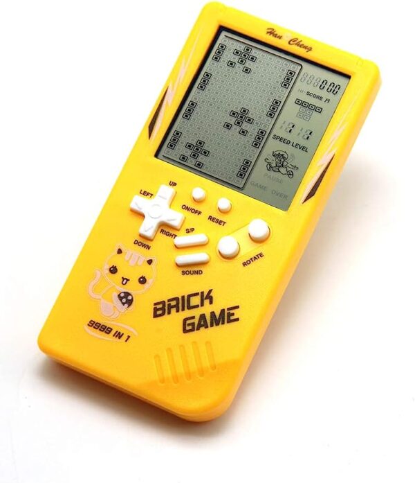 This yellow retro game console is perfect for anyone who loves classic games. It has a built-in library of 9999 games, including all your favorites like Tetris, Pac-Man, and Donkey Kong. The console also features a large 3.5-inch screen, adjustable difficulty and speed, and a built-in speaker. It is small and easy to carry, making it the perfect travel companion.