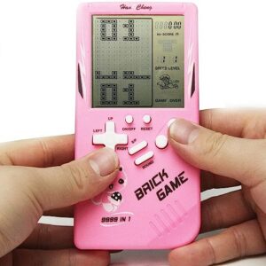 Brick Game Console with 9999 Built-In Games. Play all your favorites like Tetris, Pac-Man, and Donkey Kong. Small and easy to carry.