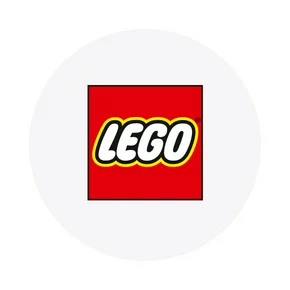 A red, white and yellow logo of the LEGO company. The logo features the LEGO's name, which is in the center of the logo. The logo is on a white background